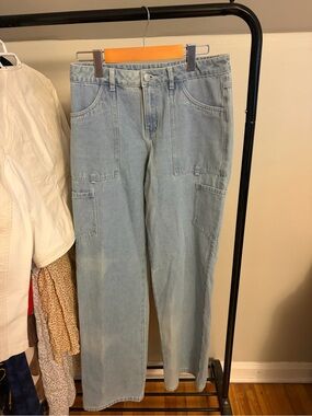 Peppermayo Light Blue Straight-Leg Utility Jeans